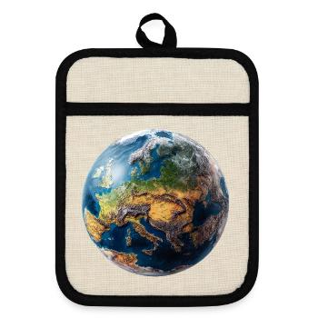 Conception du globe : paysage Europe-Asie - Maniques avec dos en caoutchouc - lin/noir  - Devant