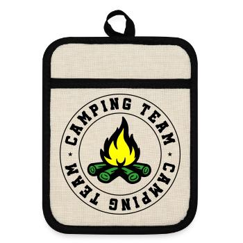 Équipe de camping Feu de camp - Maniques avec dos en caoutchouc - lin/noir  - Devant