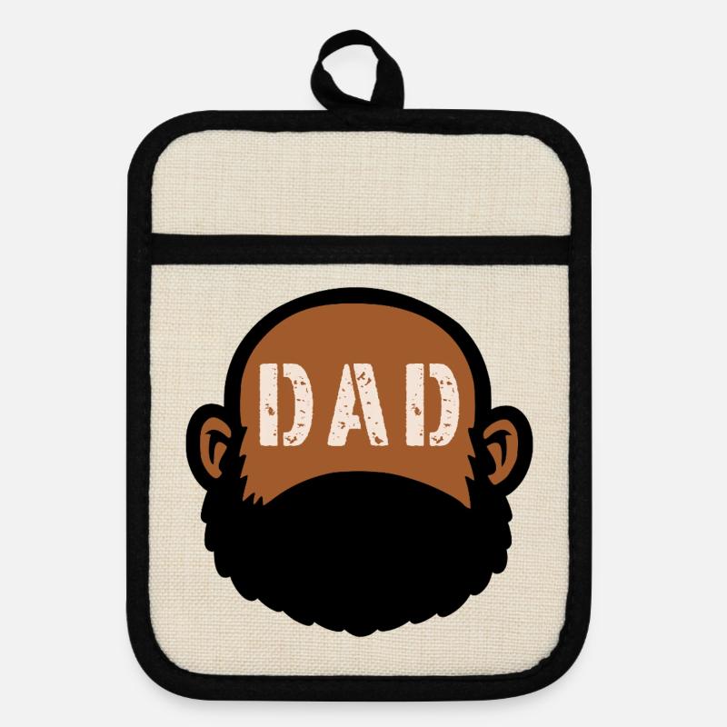 DAD BEARD - Pot holders with rubber back - linen/black