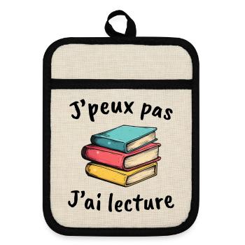 books, reader's gift idea, I can't I have - Pot holders with rubber back - linen/black  - Front