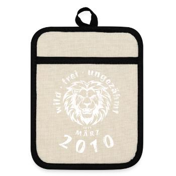 16. Geburtstag Wild, free & untamed since 03/2010 - Pot holders with rubber back - linen/black  - Front