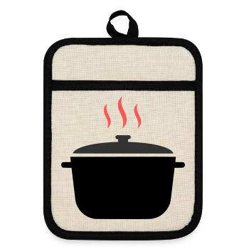 Cooking Pot Steam Cooking - Pot holders with rubber back - linen/black  - Front