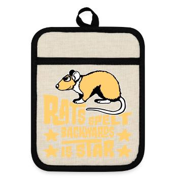 Rats Spelt Backwards Is Star Lustiger Ratte Spruch - Pot holders with rubber back - linen/black  - Front