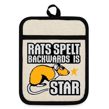 Rats Spelt Backwards Is Star Lustiger Ratte Spruch - Pot holders with rubber back - linen/black  - Front