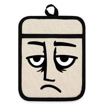 Grumpy sad disappointed face funny - Pot holders with rubber back - linen/black  - Front
