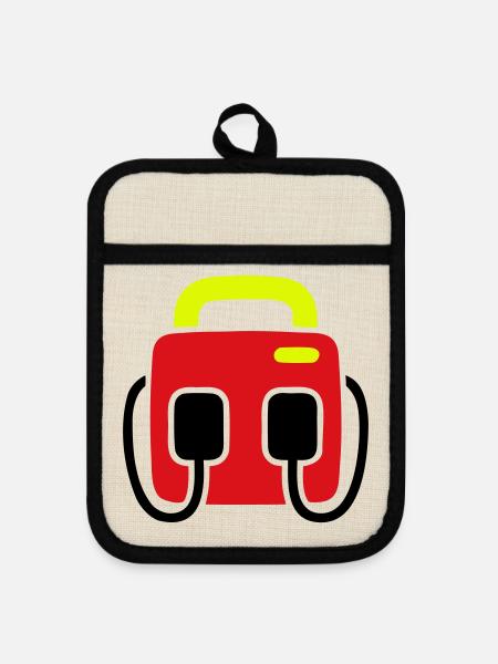 Defibrillator AED Erste Hilfe - Topflappen mit Gummirückseite - Leinen/Schwarz