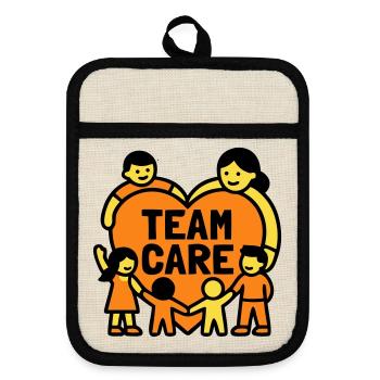 Team Care Herz Kita Wappen - Topflappen mit Gummirückseite - Leinen/Schwarz  - Vorne