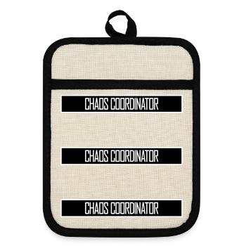 Chaos Coordinator Lustig Titel Eltern Lehrer Logo - Topflappen mit Gummirückseite - Leinen/Schwarz  - Vorne