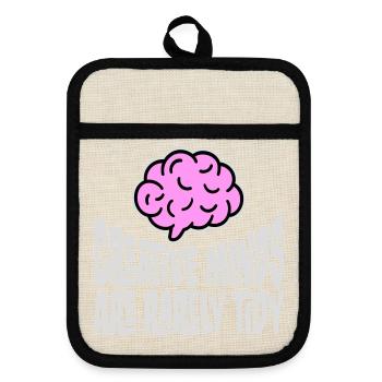 Creative Minds Are Rarely Tidy Funny Creative Logo - Pot holders with rubber back - linen/black  - Front