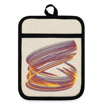 Light Vortex of Chaos – Strange Attractor - Pot holders with rubber back - linen/black  - Front
