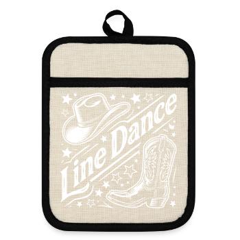 Line Dance Western Grafik - Topflappen mit Gummirückseite - Leinen/Schwarz  - Vorne