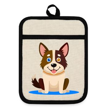 Kleiner bunter Hund (Comic) - Topflappen mit Gummirückseite - Leinen/Schwarz  - Vorne