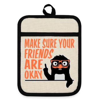 Make Sure Your Friends Are Okay Pinguin Nerd Geek - Topflappen mit Gummirückseite - Leinen/Schwarz  - Vorne
