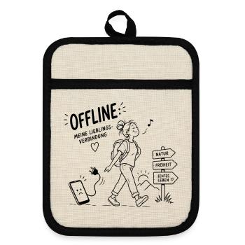 Offline Abenteuer Wanderin Pfadzeichen - Topflappen mit Gummirückseite - Leinen/Schwarz  - Vorne
