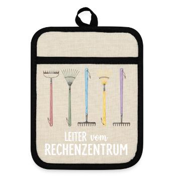Leiter vom Rechenzentrum Gartenoutfit Gartenarbeit - Topflappen mit Gummirückseite - Leinen/Schwarz  - Vorne