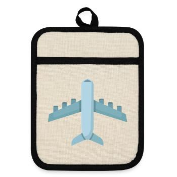 Flugzeug - Topflappen mit Gummirückseite - Leinen/Schwarz  - Vorne