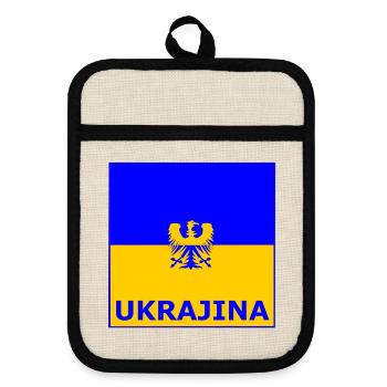 Ukraine Adler Flaggen-Design - Topflappen mit Gummirückseite - Leinen/Schwarz  - Vorne