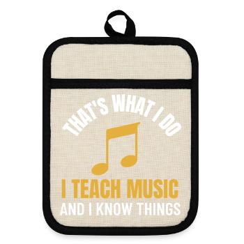 Musiklehrer-Geschenk Lustiges Lehrer-Lebensdesign - Topflappen mit Gummirückseite - Leinen/Schwarz  - Vorne