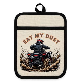 Eat My Dust Quad ATV Offroad Action Fahrer - Topflappen mit Gummirückseite - Leinen/Schwarz  - Vorne