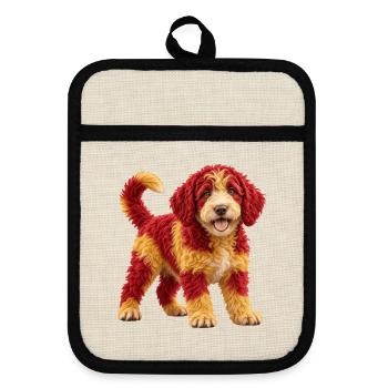 Spanischer Wasserhund - Topflappen mit Gummirückseite - Leinen/Schwarz  - Vorne