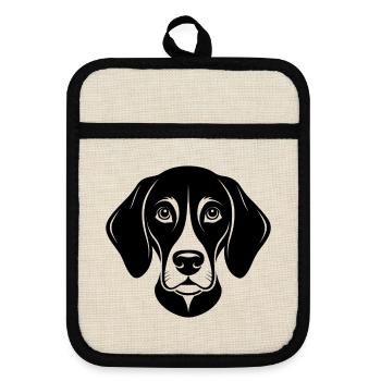 Beagle-Hundekopf - Topflappen mit Gummirückseite - Leinen/Schwarz  - Vorne