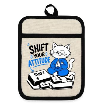 Verändere deine Einstellung – Zen-Geek-Chat auf der Tastatur - Topflappen mit Gummirückseite - Leinen/Schwarz  - Vorne