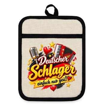 Deutscher Schlager: Einfach Geil - Topflappen mit Gummirückseite - Leinen/Schwarz  - Vorne