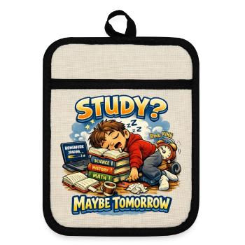 Lernen? Vielleicht Motivation der Studenten von morgen - Topflappen mit Gummirückseite - Leinen/Schwarz  - Vorne
