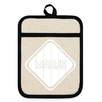Vor als Geschenk - Topflappen mit Gummirückseite - Leinen/Schwarz  - Vorne