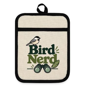 Vogel-Nerd - Topflappen mit Gummirückseite - Leinen/Schwarz  - Vorne