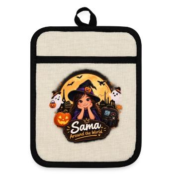 Halloween - Topflappen mit Gummirückseite - Leinen/Schwarz  - Vorne