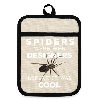 Spiders were web designers - Spinne Nerd Spruch - Topflappen mit Gummirückseite - Leinen/Schwarz  - Vorne