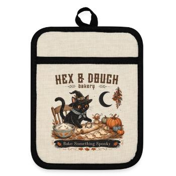 Hex & Dough Backen etwas Unheimliches - Topflappen mit Gummirückseite - Leinen/Schwarz  - Vorne