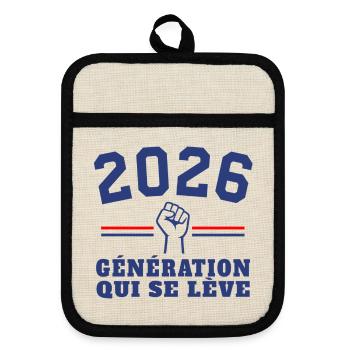 Aufstieg der Generation 2026 - Topflappen mit Gummirückseite - Leinen/Schwarz  - Vorne