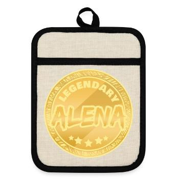 Geschenkidee Alena - Topflappen mit Gummirückseite - Leinen/Schwarz  - Vorne