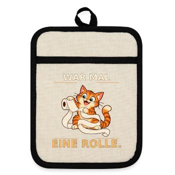 War mal eine Rolle Katze - Topflappen mit Gummirückseite - Leinen/Schwarz  - Vorne