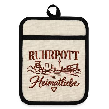 Ruhrpott Heimatliebe Industriekultur - Topflappen mit Gummirückseite - Leinen/Schwarz  - Vorne