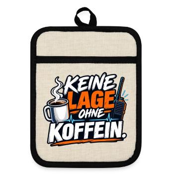 Keine Lage Ohne Koffein - Topflappen mit Gummirückseite - Leinen/Schwarz  - Vorne