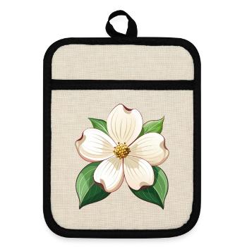 Hartriegelblume - Topflappen mit Gummirückseite - Leinen/Schwarz  - Vorne