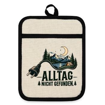 Alltag Nicht Gefunden – Nachtcamping - Topflappen mit Gummirückseite - Leinen/Schwarz  - Vorne