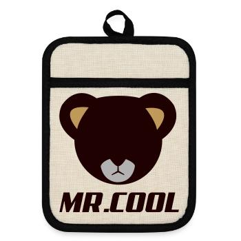 Bärenkopf Logo MR Lodol - Topflappen mit Gummirückseite - Leinen/Schwarz  - Vorne