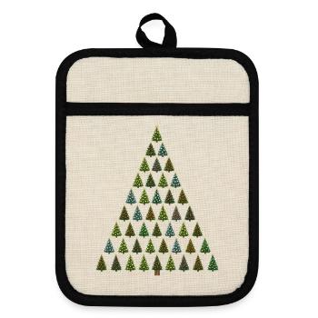 Weihnachtsbaum - Topflappen mit Gummirückseite - Leinen/Schwarz  - Vorne