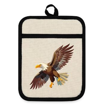Fliegender Weißkopfseeadler - Topflappen mit Gummirückseite - Leinen/Schwarz  - Vorne