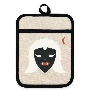 Halloween Vampirin Damen - Topflappen mit Gummirückseite - Leinen/Schwarz  - Vorne