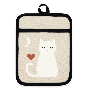Halloween Katze Damen - Topflappen mit Gummirückseite - Leinen/Schwarz  - Vorne