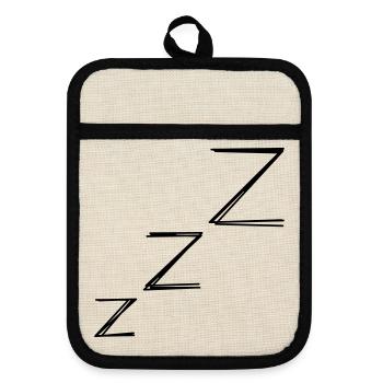 Zzz handgezeichnet - Topflappen mit Gummirückseite - Leinen/Schwarz  - Vorne