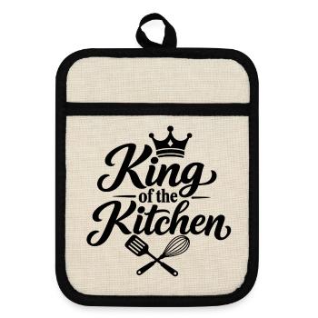 Geschenke für Männer - Topflappen mit Gummirückseite - Leinen/Schwarz  - Vorne