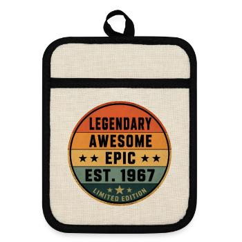 Vintage 1967 Retro Sonnenuntergang Geboren 1967 - Topflappen mit Gummirückseite - Leinen/Schwarz  - Vorne