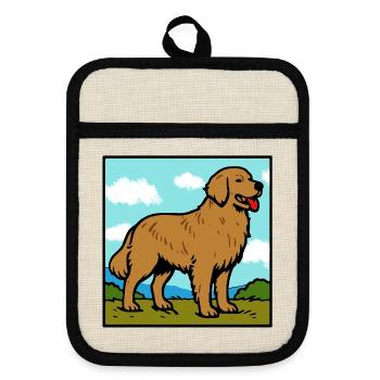 Golden Retriever - Topflappen mit Gummirückseite - Leinen/Schwarz  - Vorne