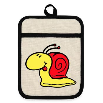 Snail cheeky tongue sticking out quickly small - Pot holders with rubber back - linen/black  - Front